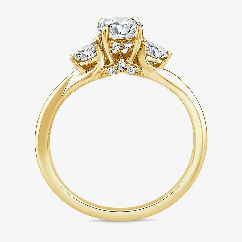 Love Lives Forever (G / Si1-Si2) Womens 1 CT. T.W. Lab Grown White Diamond 10K Gold Round 3-Stone Engagement Ring