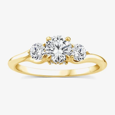 Love Lives Forever (G / Si1-Si2) Womens 1 CT. T.W. Lab Grown White Diamond 10K Gold Round 3-Stone Engagement Ring