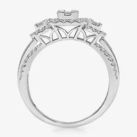 Love Lives Forever (I / I1) Womens 1 CT. T.W. Lab Grown White Diamond 10K Gold Side Stone 3-Stone Engagement Ring