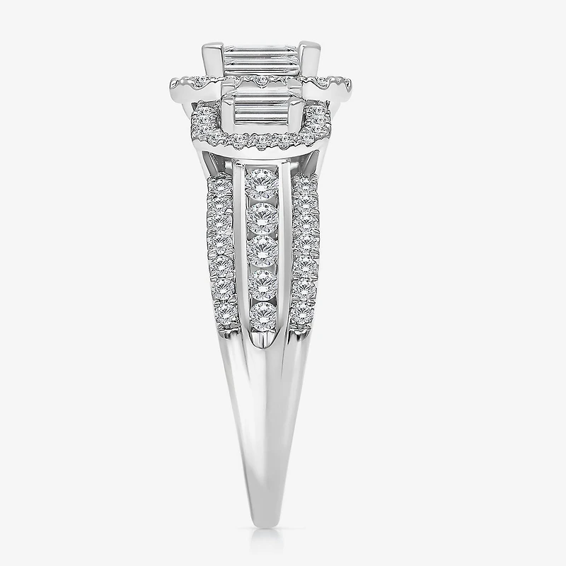 Love Lives Forever (I / I1) Womens 1 CT. T.W. Lab Grown White Diamond 10K Gold Side Stone 3-Stone Engagement Ring