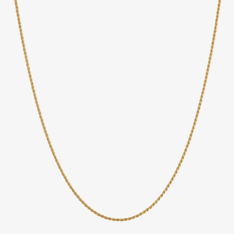 Made in Italy Mens 24K Gold Over Silver 24 Inch Rope Chain Necklace