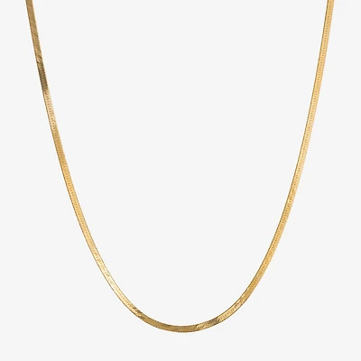 Made in Italy Womens 24K Gold Over Silver 20 Inch Herringbone Chain Necklace