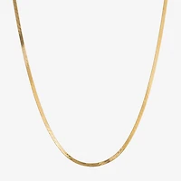 Made in Italy Womens 24K Gold Over Silver 20 Inch Herringbone Chain Necklace