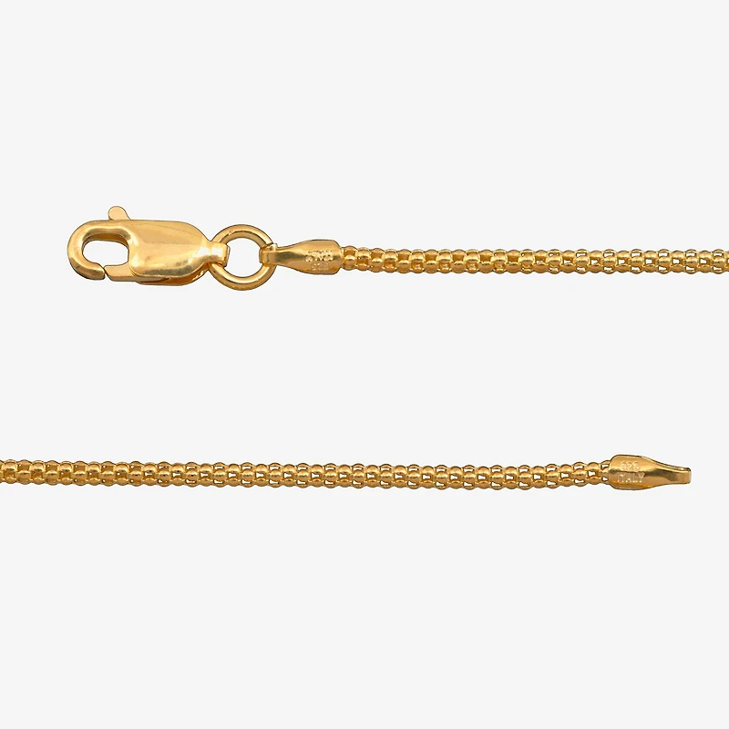 Made in Italy Womens 24K Gold Over Silver 24 Inch Popcorn Chain Necklace