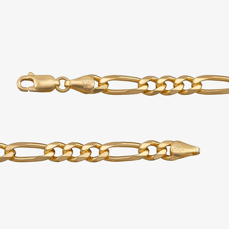 Made in Italy Mens 24K Gold Over Silver 24 Inch Figaro Chain Necklace