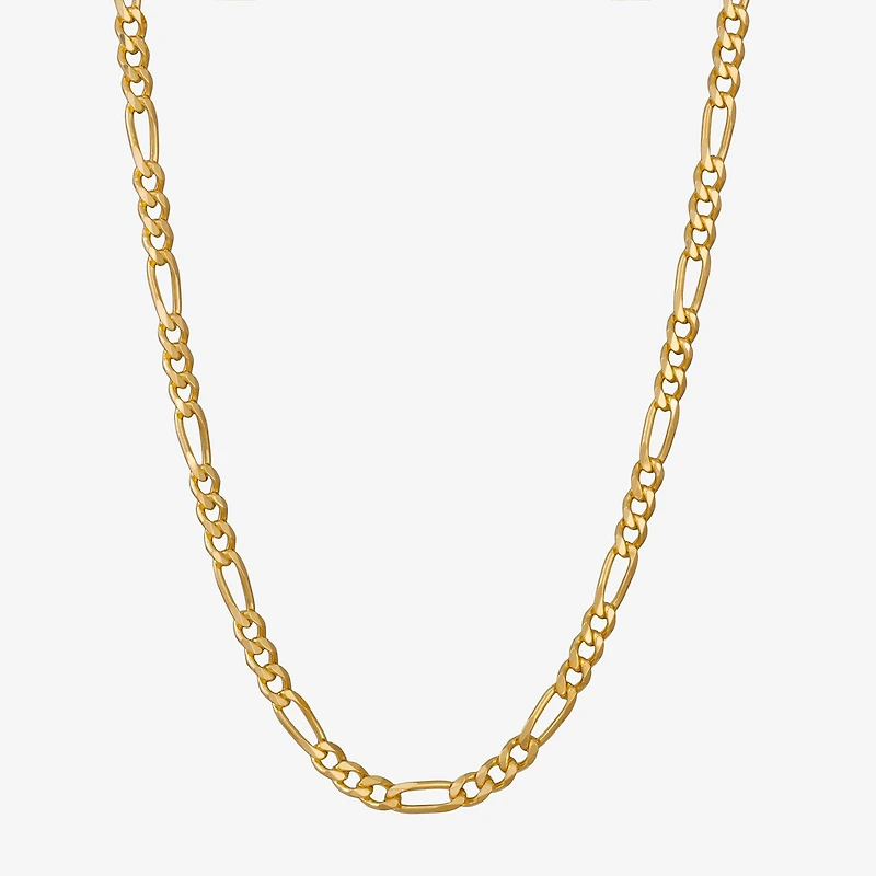 Made in Italy Mens 24K Gold Over Silver 24 Inch Figaro Chain Necklace