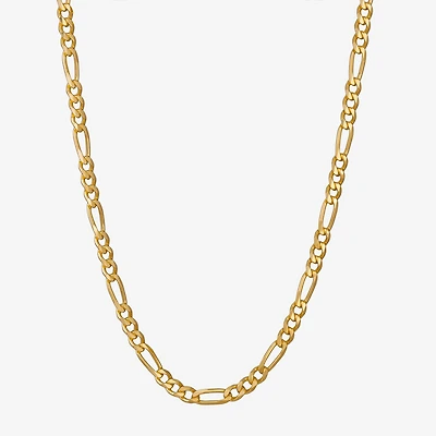 Made in Italy Mens 24K Gold Over Silver 24 Inch Figaro Chain Necklace