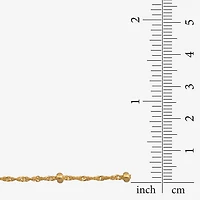 Womens 24K Gold Over Silver 9 Inch Solid Singapore Ankle Bracelet
