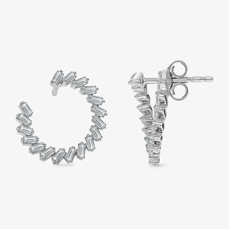 (I1/ I) Womens 1/2 CT. T.W. Lab Grown White Diamond Sterling Silver 14.7mm Circle Hoop Earrings