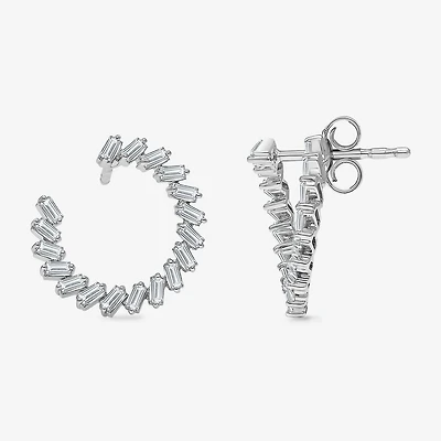 (I1/ I) Womens 1/2 CT. T.W. Lab Grown White Diamond Sterling Silver 14.7mm Circle Hoop Earrings
