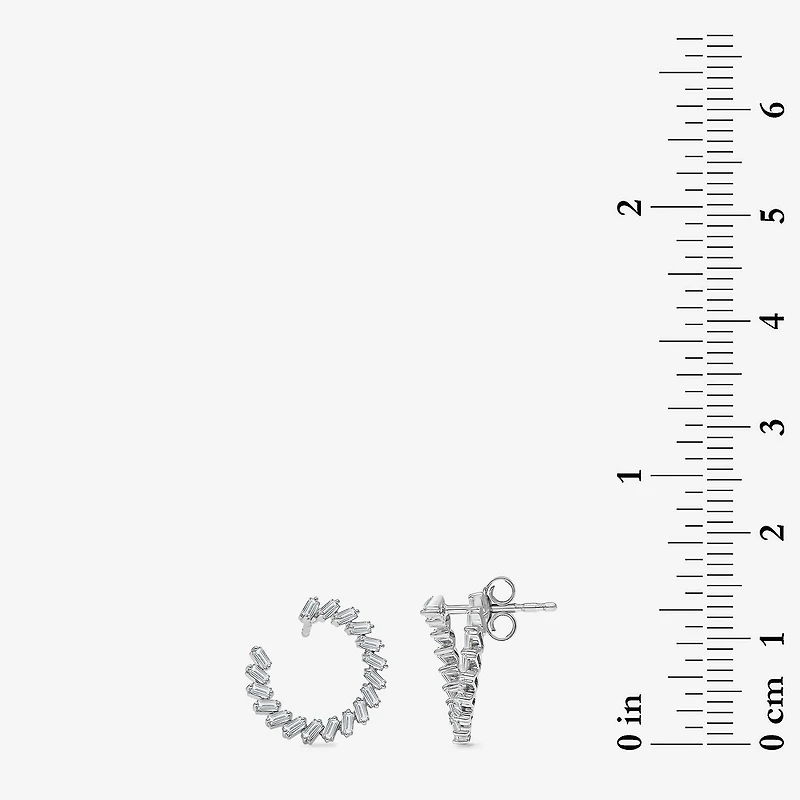 (I1/ I) Womens 1/2 CT. T.W. Lab Grown White Diamond Sterling Silver 14.7mm Circle Hoop Earrings