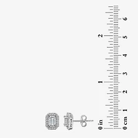 (I1/ I) 1/3 CT. T.W. Lab Grown White Diamond Sterling Silver 8.1mm Rectangular Stud Earrings