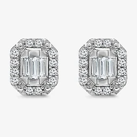 (I1/ I) 1/5 CT. Lab Grown White Diamond Sterling Silver 6.8mm Rectangular Stud Earrings