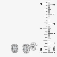 (I1/ I) 1/5 CT. Lab Grown White Diamond Sterling Silver 6.8mm Rectangular Stud Earrings