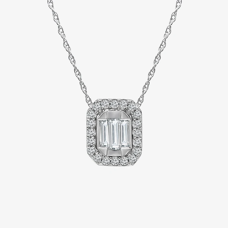 (I1/ I ) Womens 1/3 CT. T.W. Lab Grown White Diamond Sterling Silver 18 Inch Pendant Necklace
