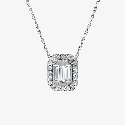 (I1/ I ) Womens 1/3 CT. T.W. Lab Grown White Diamond Sterling Silver 18 Inch Pendant Necklace