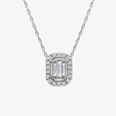 (I1/ I ) Womens 1/5 CT. Lab Grown White Diamond Sterling Silver Rectangular 18 Inch Pendant Necklace