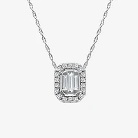 (I1/ I ) Womens 1/5 CT. Lab Grown White Diamond Sterling Silver Rectangular 18 Inch Pendant Necklace