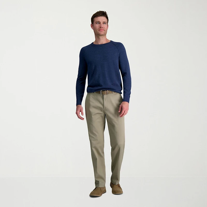 Haggar Wrinkle Free Performance Khaki Mens Classic Fit Flat Front Pant