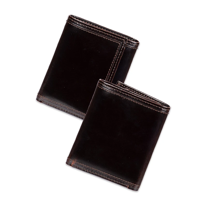 Stafford Rfid Split Pull-Up Trifoldw/Intrior Zipper Mens Personalized Trifold Wallet