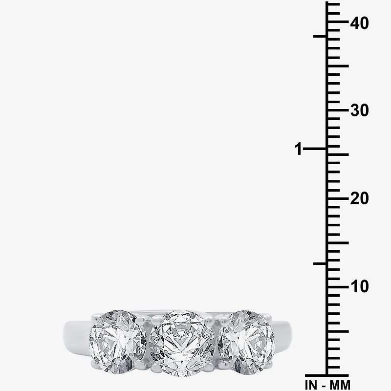 (G / SI1-SI2) Womens 2 1/4 CT. T.W. Lab Grown White Diamond 10K Gold Round 3-Stone Engagement Ring