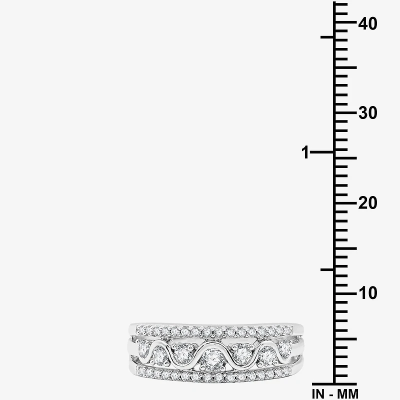 Womens 1/2 CT. T.W. Lab Grown White Diamond Sterling Silver Band