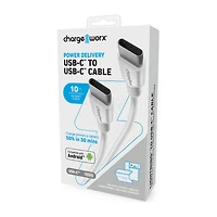 Chargeworx 10Ft Power Delivery Usb-C To Usb-C Cable