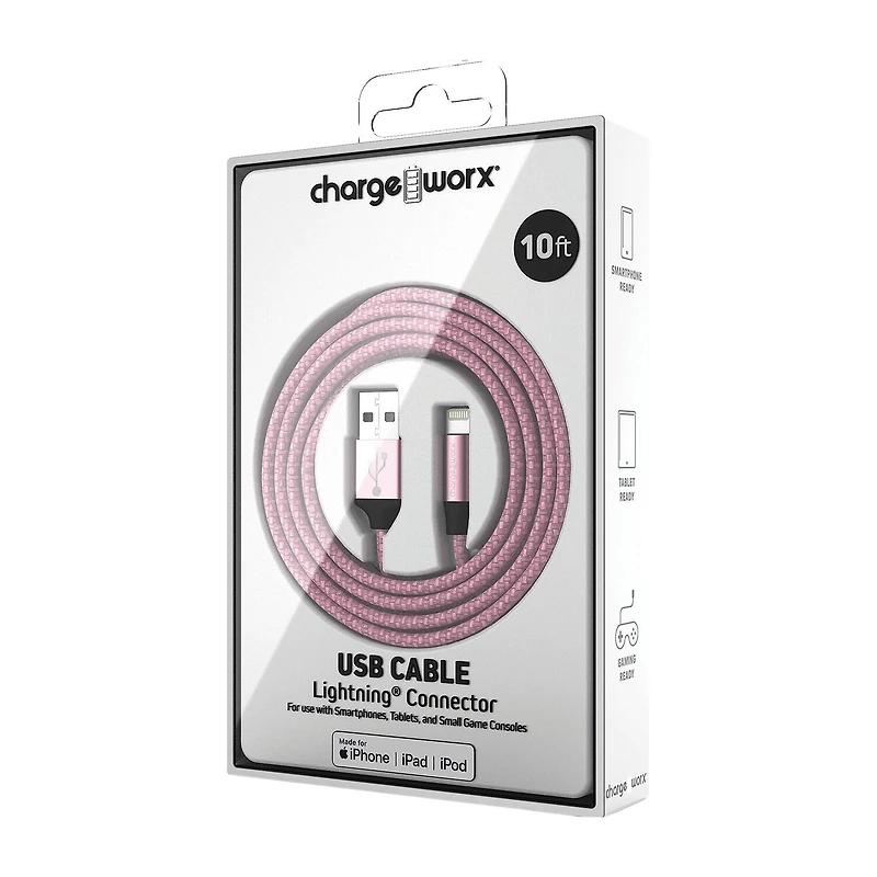 Chargeworx 10Ft Usb Cable Lightning Connector