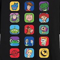 Woodie, Buzz, And Friends Womens Juniors Crew Neck Short Sleeve Oversized Buzz Lightyear Toy Story Woody Graphic T-Shirt