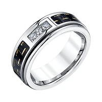Mens 8MM 1/7 CT. T.W. Natural White Diamond Tungsten Wedding Band