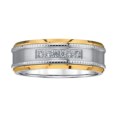 Mens 8MM 1/8 CT. T.W. Natural White Diamond Tungsten Wedding Band