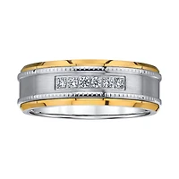 Mens 8MM 1/8 CT. T.W. Natural White Diamond Tungsten Wedding Band