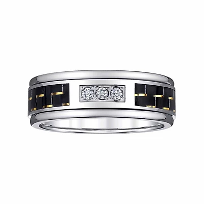 Mens 8MM 1/7 CT. T.W. Natural White Diamond Tungsten Wedding Band