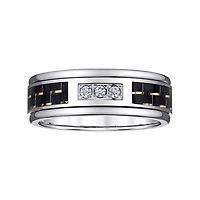 Mens 8MM 1/7 CT. T.W. Natural White Diamond Tungsten Wedding Band