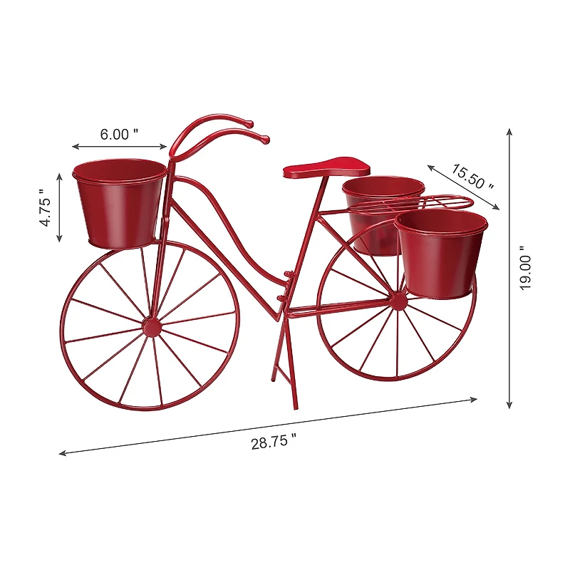 Glitzhome 28.75" Metal Red Bicycle Planter Stands