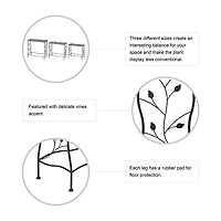 Glitzhome Set Of 3 Black Metal Planter Stands
