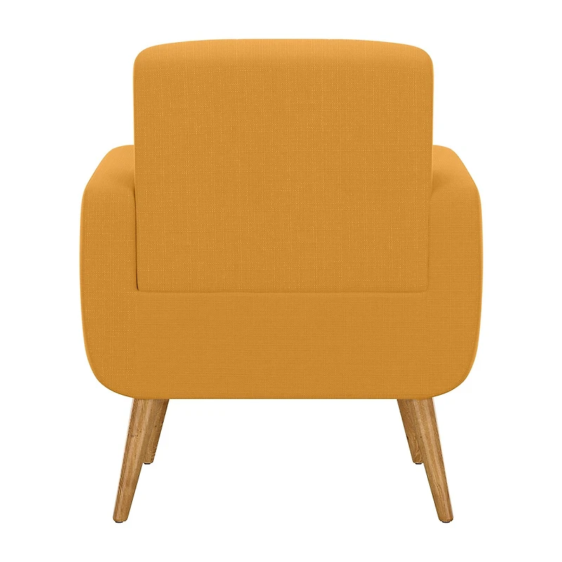 Kingston Mid-Century Modern Accent Armchair in Linen with Legs in a Natural Finish