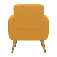 Kingston Mid-Century Modern Accent Armchair in Linen with Legs in a Natural Finish