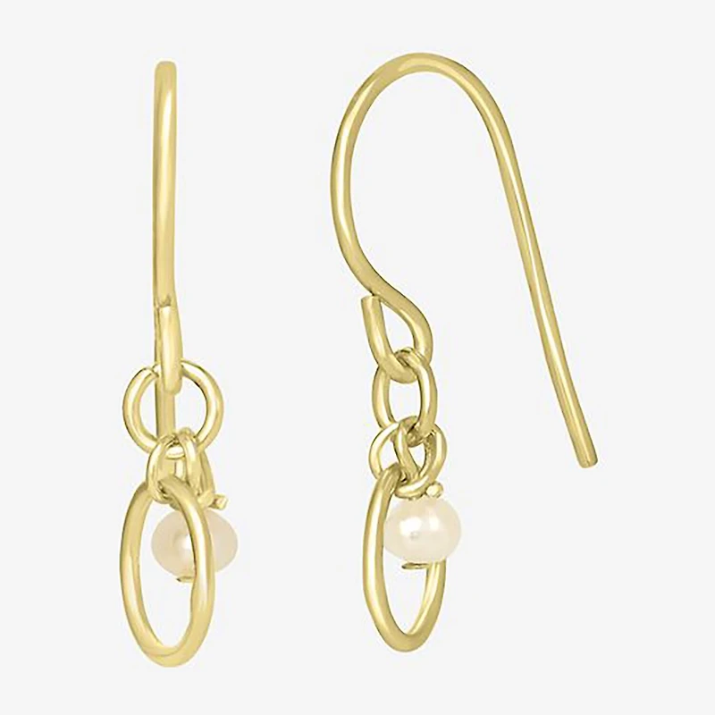 Silver Treasures 14K Gold Over Silver Oval Drop Earrings