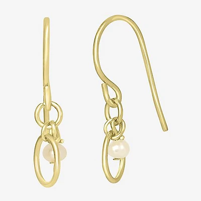 Silver Treasures 14K Gold Over Silver Oval Drop Earrings