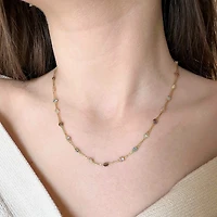 Made in Italy Womens Multi Color Cubic Zirconia 10K Gold 18 Inch Pendant Necklace