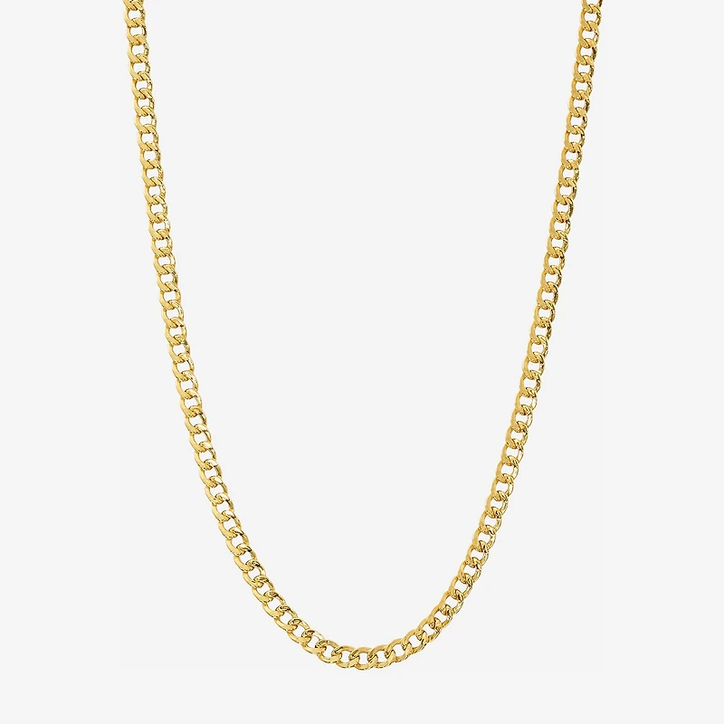 Made in Italy Womens 24K Gold Over Silver 18 Inch Curb Chain Necklace
