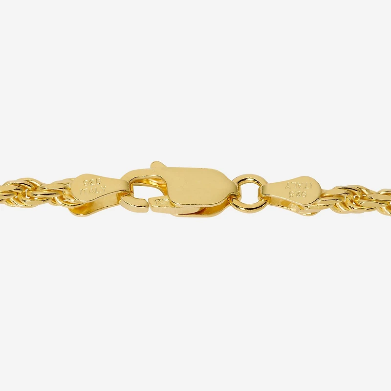 Made in Italy Womens 24K Gold Over Silver Inch Rope Chain Necklace