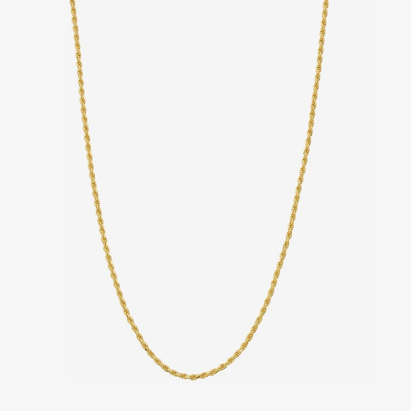 Made in Italy Womens 24K Gold Over Silver Inch Rope Chain Necklace