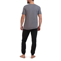 Hanes Mens Crew Neck Short Sleeve 2-pc. Pajama Set