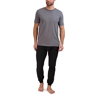 Hanes Mens Crew Neck Short Sleeve 2-pc. Pajama Set