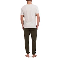 Hanes French Terry Mens Crew Neck Short Sleeve 2-pc. Big Pajama Set