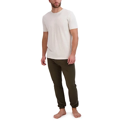 Hanes French Terry Mens Crew Neck Short Sleeve 2-pc. Big Pajama Set