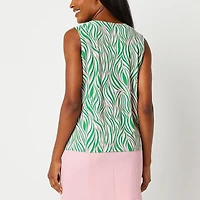 Black Label by Evan-Picone Womens Crew Neck Sleeveless Blouse