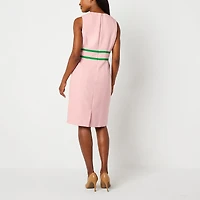 Black Label by Evan-Picone Womens Crew Neck Sleeveless Sheath Dress